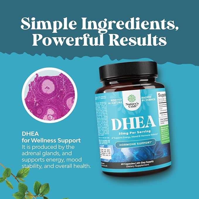 DHEA 50mg for Men and Women - High Strength DHEA Supplement for Women & Men Enhanced Energy and Hormone Balance & - Women's Hormone Balance Supplement (2 Month Supply)