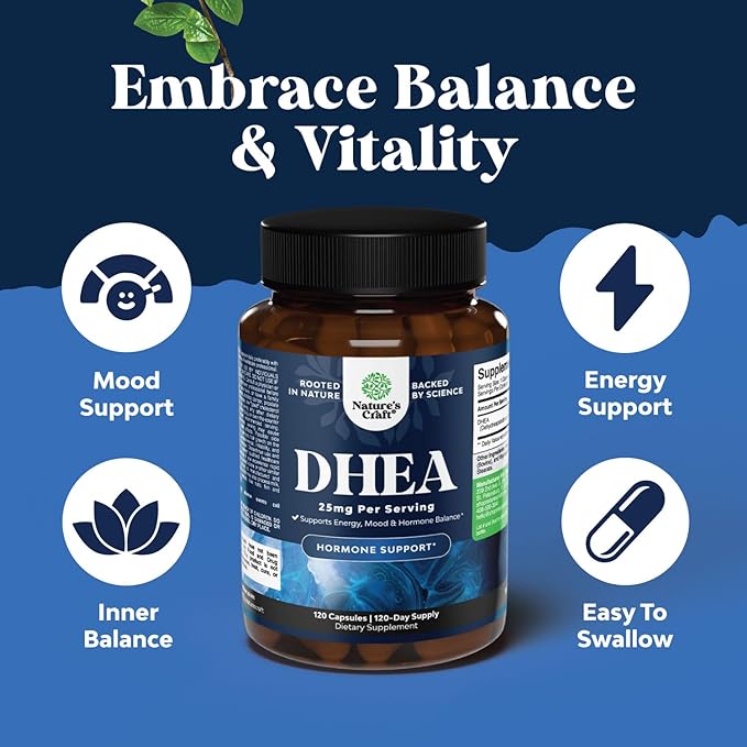 DHEA Supplement for Women & Men - DHEA Pure Encapsulations for Hormone Balance for Men & Women - Improves Mood Stability, Brain, Immune Function, Energy & Fertility - 120 Capsules