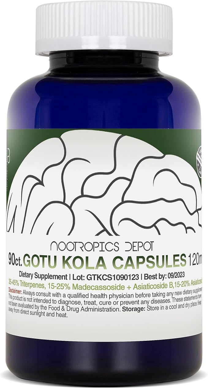 Nootropics Depot Gotu Kola Extract Capsules 120mg | 90 Count 35-45% Triterpenes