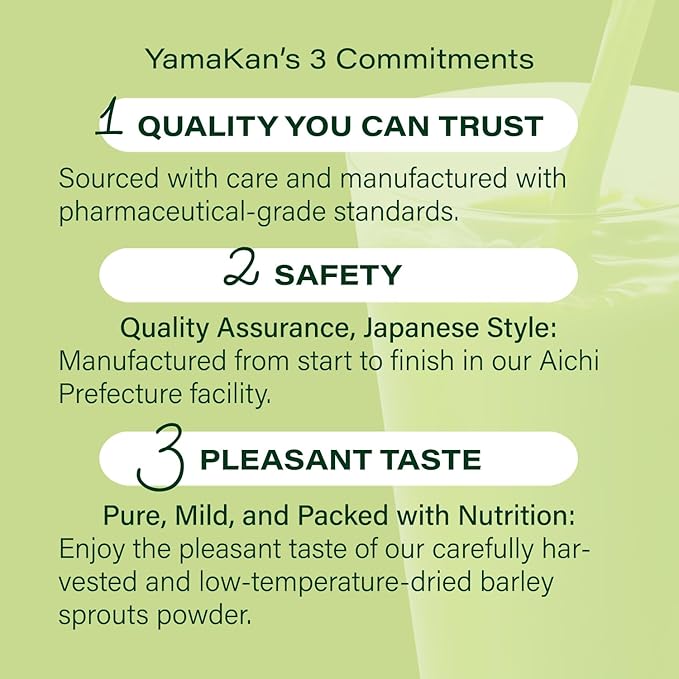 Yamamoto 山本漢方製薬株式会社 Kanpoh Barley Grass Powder, 100% Green Superfood, Japan's Green Juice for Health & Vitality, Rich in Vitamins & Minerals, Non-GMO, Vegan, 44 Sachet