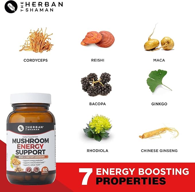 Mushroom Supplement Energy Support CoQ10 + (60 Capsules)