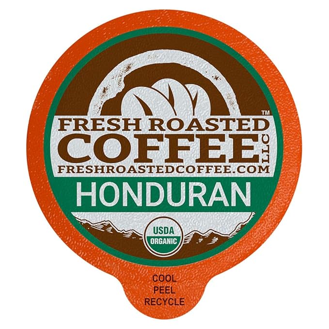 Fresh Roasted Coffee, Organic Honduran Marcala, Medium Roast, 72 Pods for K Cup Brewers