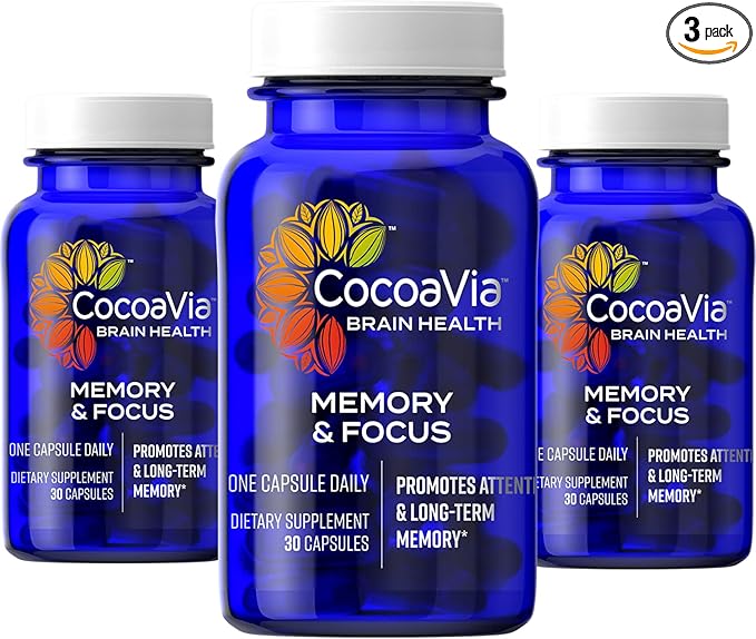 CocoaVia Memory & Focus Brain Supplement, 90 Day, 90 Capsules