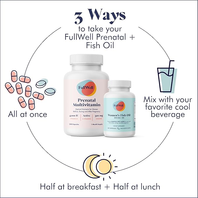Prenatal Vitamin + DHA 3 Fish 26+ Vital 3rd Party 30 Servings
