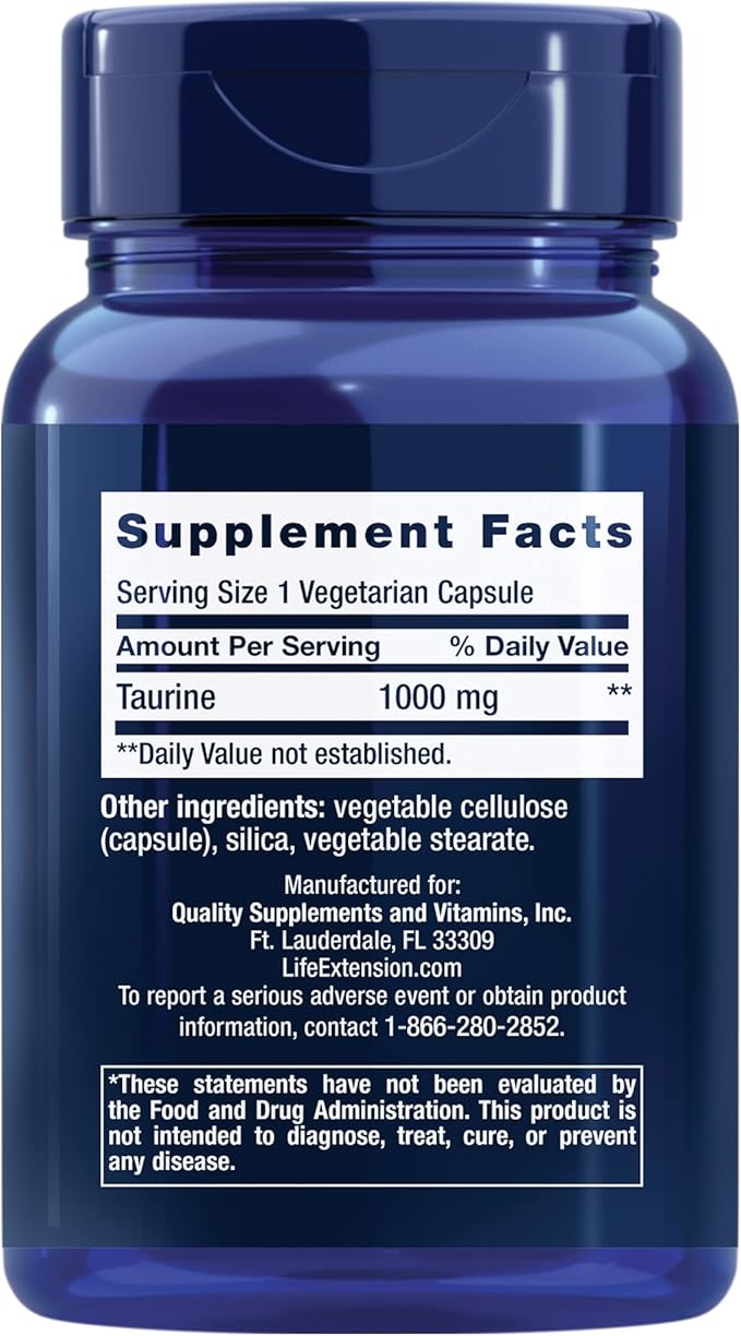 Life Extension DHEA Hormone Balance 100 Capsules and Taurine Brain Heart Health 1000mg 90 Capsules Bundle