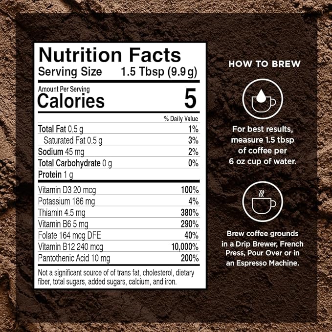 VitaCup Organic Genius Ground Keto Coffee, Increase Energy & Focus w/MCT Oil, Turmeric, B Vitamins, D3, USDA Organic Ground Coffee Medium Dark Roast, Bold & Smooth, 100% Arabica Coffee Grounds, 10 oz