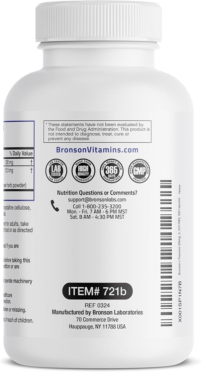 Bronson L-Theanine 200mg (Double-Strength) with Passion 360 Capsules