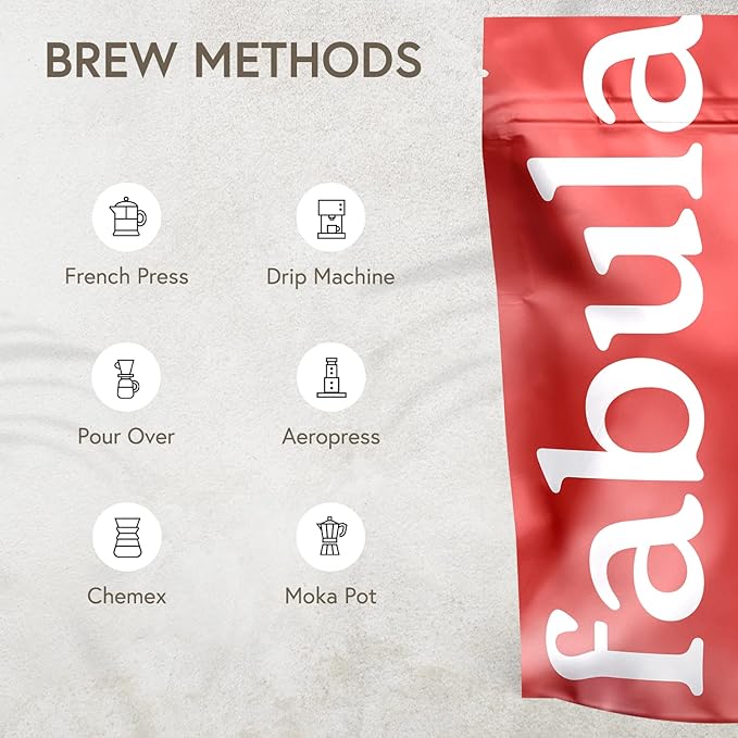 Fabula Coffee Half-Caff Medium Roast Whole Beans - Organic - Low Acid - Single Origin - Non-GMO - Mold Free - 12 Ounces