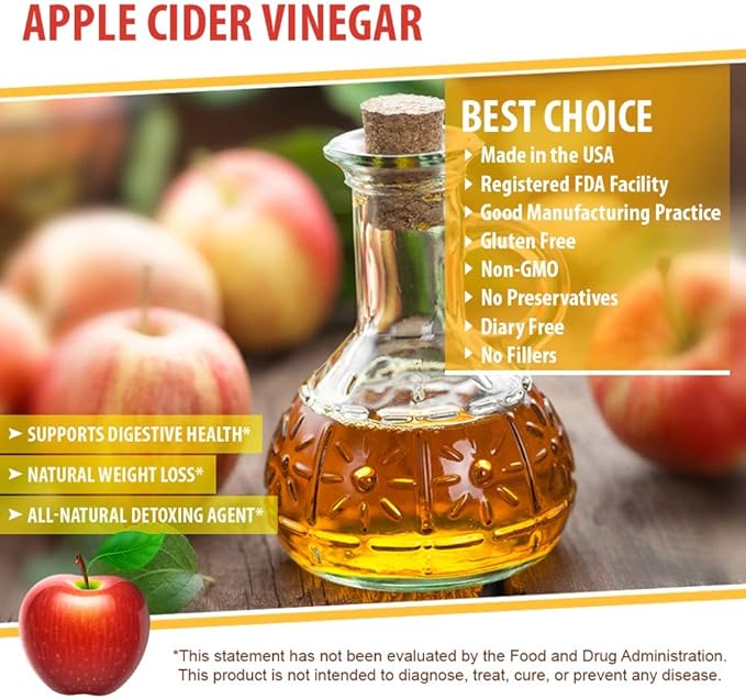 Apple Cider Vinegar All Natural Dietary 60 Capsules