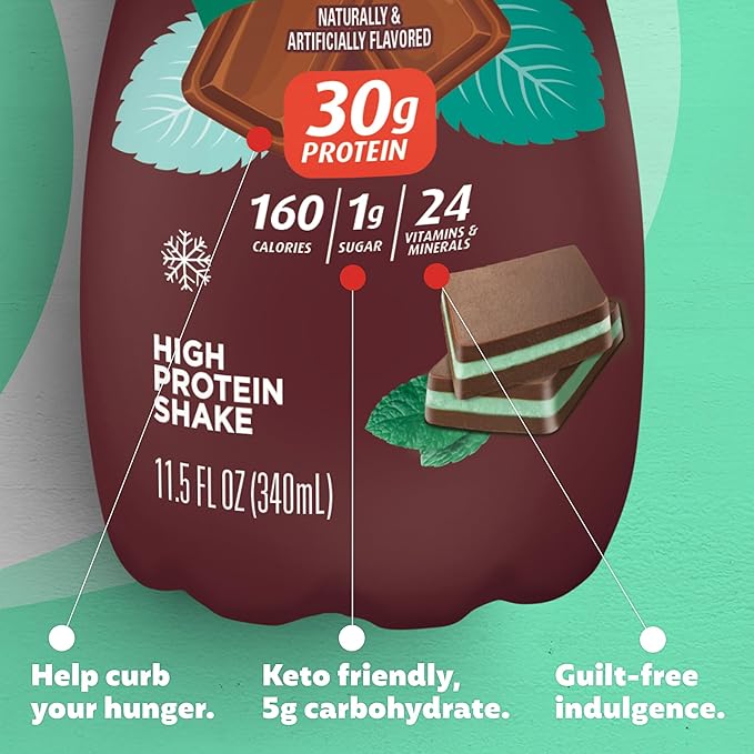 Premier Protein Shake, Winter Mint Chocolate, 30g Protein 1g Sugar 24 Vitamins 11.50 fl 12)