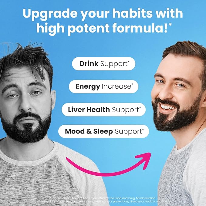 NoMoreDrinks Anti Alcohol Craving Supplement | Liver Detox & Combat Cravings | Energy Support Alcohol Replacement Drink | Organic Milk Thistle Supplement & Dandelion Root & 5HTP | (40) Energy Pills