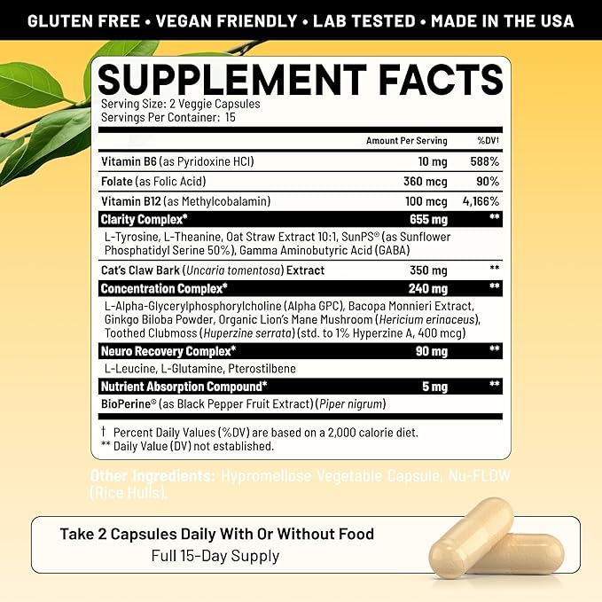 Prime Brain Supplement B12 & 30 Vegan