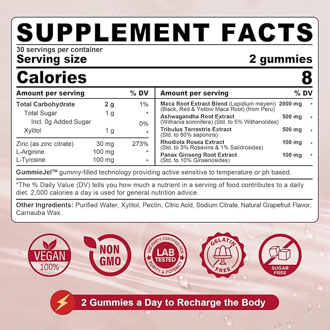 Sugar Free Maca Root Filled Gummies 2000mg for