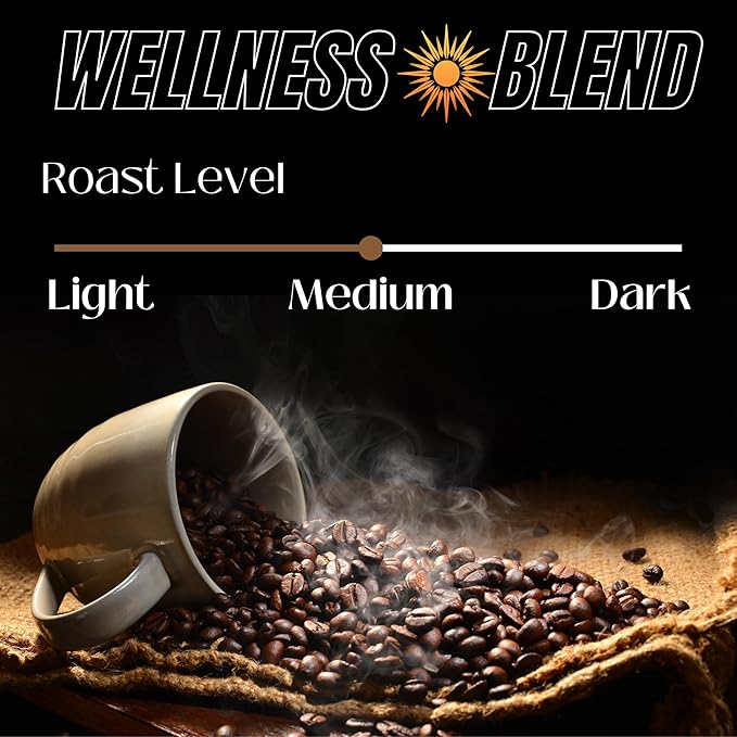 Morning Medic Wellness Coffee with Ashwagandha, MCT Oil, Maca Root, Vitamin B6, Vitamin B12, Vitamin D, and Cinnamon, Ground Coffee Medium Roast, 12 oz