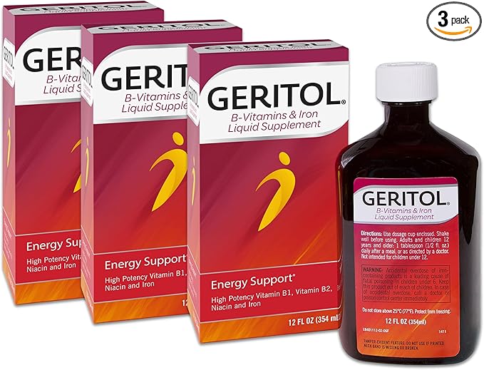 Geritol Liquid Energy Support, High Potency 12 Fl 3)