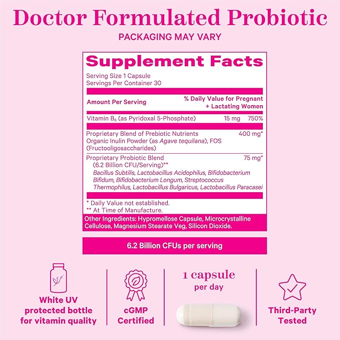 Pink Stork Prenatal Probiotics for Women B6 - 30 Capsules