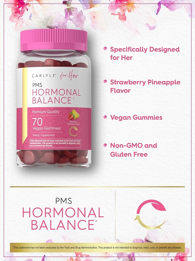 Carlyle Hormonal Balance for Women & PMS Supplement | 70 Gummies | Vitamin Complex | with Iron | Vegan, Non-GMO, Gluten Free | for Her