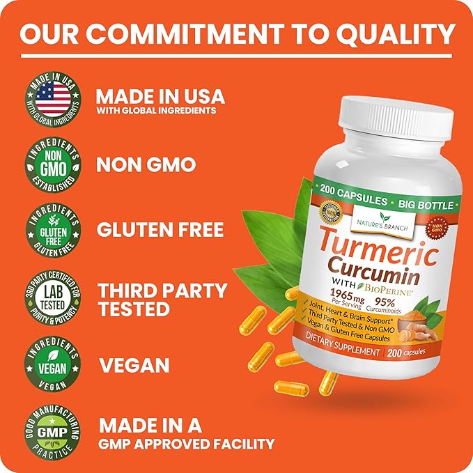 Turmeric Curcumin with Black Pepper BioPerine ๐ฎ๐ฌ๐ฌ ๐๐๐ฃ๐ฆ๐จ๐๐๐ฆ 1965mg Joint