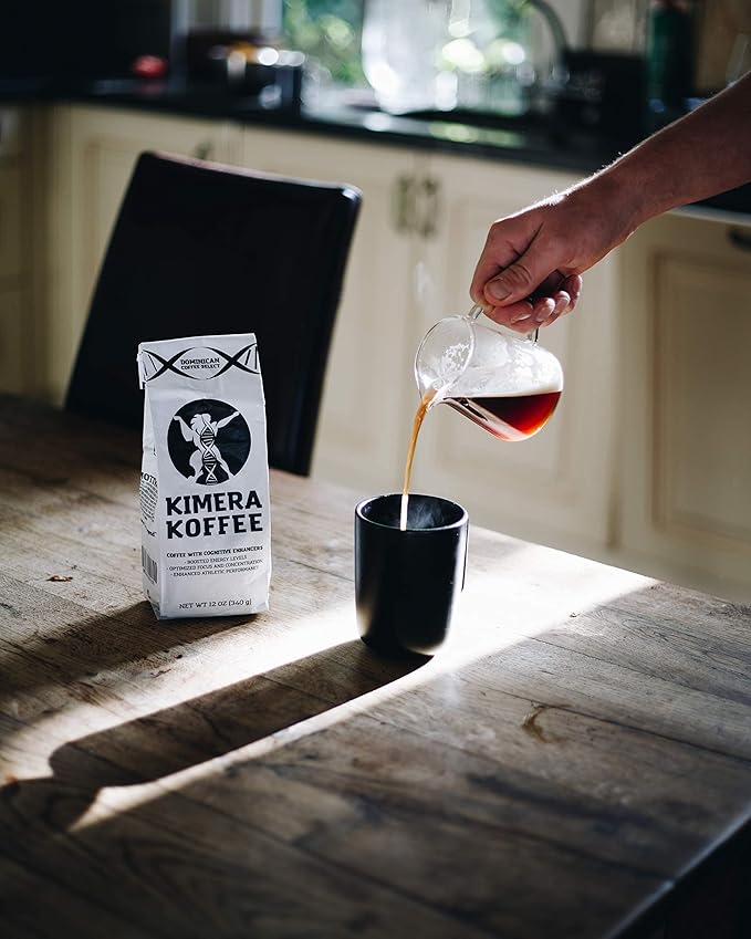 Kimera Koffee Original Blend - Organic Medium Roast Ground Coffee, Vitamin-Infused with Taurine, Alpha GPC, DMAE, L-Theanine for Cognitive Support & Athletic Performance, 12oz