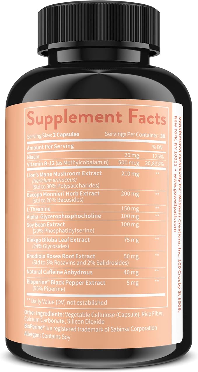 WellPath Mind Brain Supplement with Lion's Mane 60 Ct