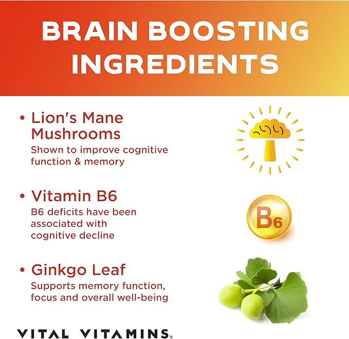 Vital Vitamins Brain Supplements for Memory 60 Coun
