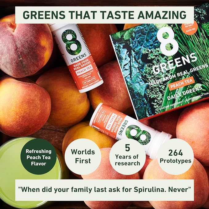 8Greens Supergreens Tablets | Super Greens Powder Superfood Tablet, Metabolism Immunity & Focus, Daily Greens Effervescent Tablets, Organic: Aloe Vera, Spirulina, Chlorella, Energy, 30 Servings