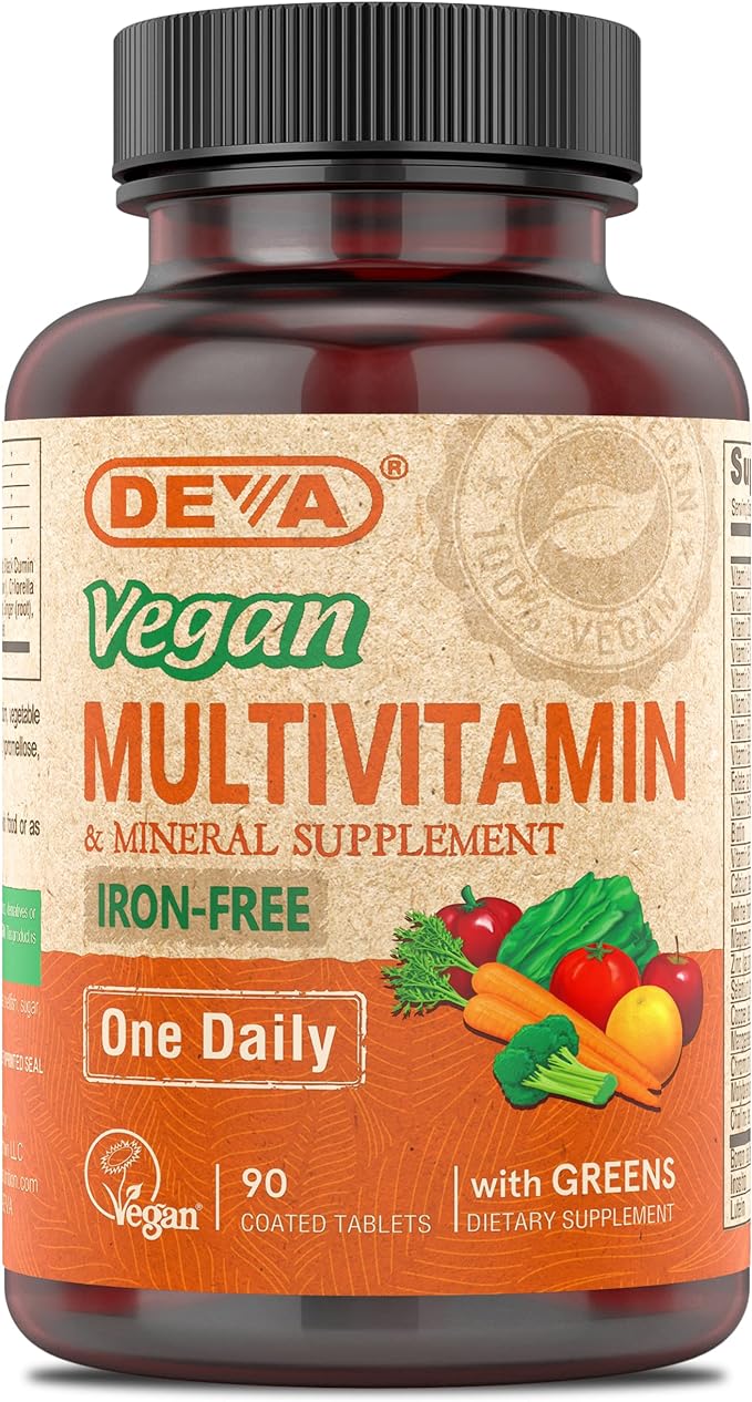 DEVA Vegan Multivitamin & Mineral Supplement Iron-Free 100% Vegan 90 Count 1)