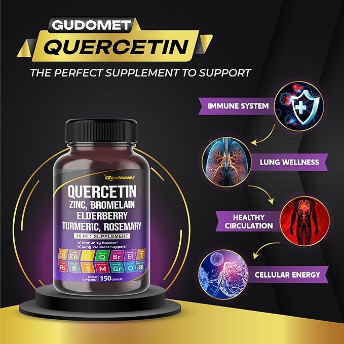 Quercetin Bromelain Zinc Vitamin D3 Elderberry -150 Capsules-