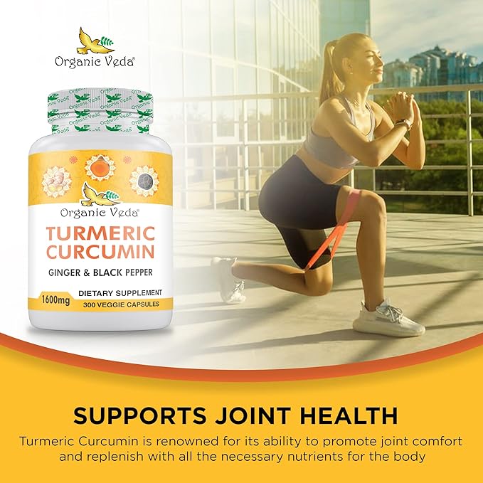 Organic Veda Turmeric and Ginger Capsules 300 Pills (95% curcuminoids)