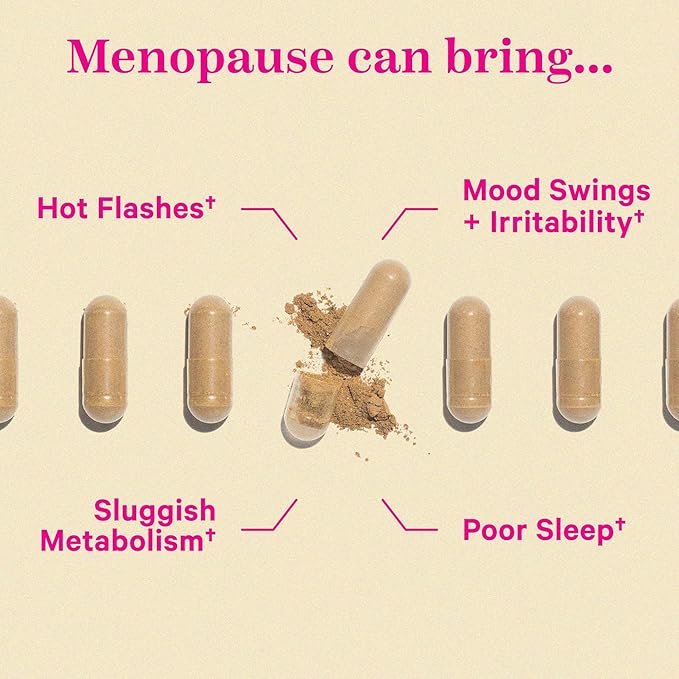 Pink Stork Menopause Supplements for Women - 9 Clinically-Studied Herbs for Perimenopause, Hot Flashes, and Hormone Balance - Ashwagandha, Vitex, Maca Root, Black Cohosh - 60 Capsules