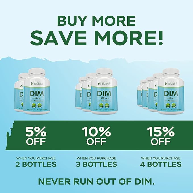 DIM Supplement 400mg Plus Bioperine - 150 Vegan Capsules - 5 Month Supply - Hormone Balance for Women & Men - High Strength Diindolylmethane