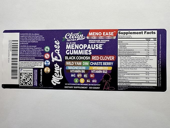 Menopause Supplement for Women Gummies with Black Cohosh, Wild Yam, DIM, Magnesium, Red Clover Chasteberry for Hormone Balance Relief Night Sweats Mood Plus Bergamot, Vitamin D3, Vitamin B6 B12