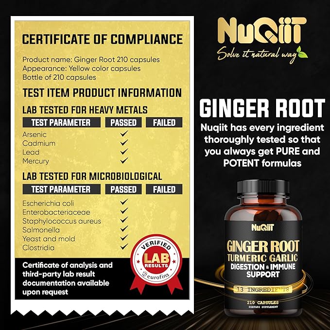Ginger Supplements Capsules with Turmeric Curcumin, 210 Capsules 1000mg