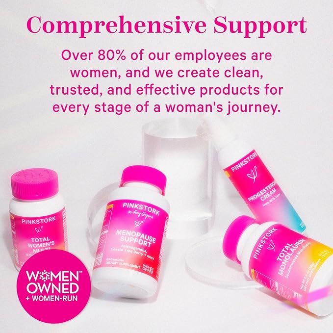 Pink Stork Menopause Supplements for Women - 9 Clinically-Studied Herbs for Perimenopause, Hot Flashes, and Hormone Balance - Ashwagandha, Vitex, Maca Root, Black Cohosh - 60 Capsules
