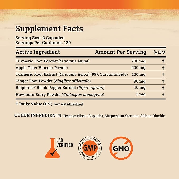 Turmeric Curcumin Supplement with Ginger & (240 Count) 95% Curcuminoids