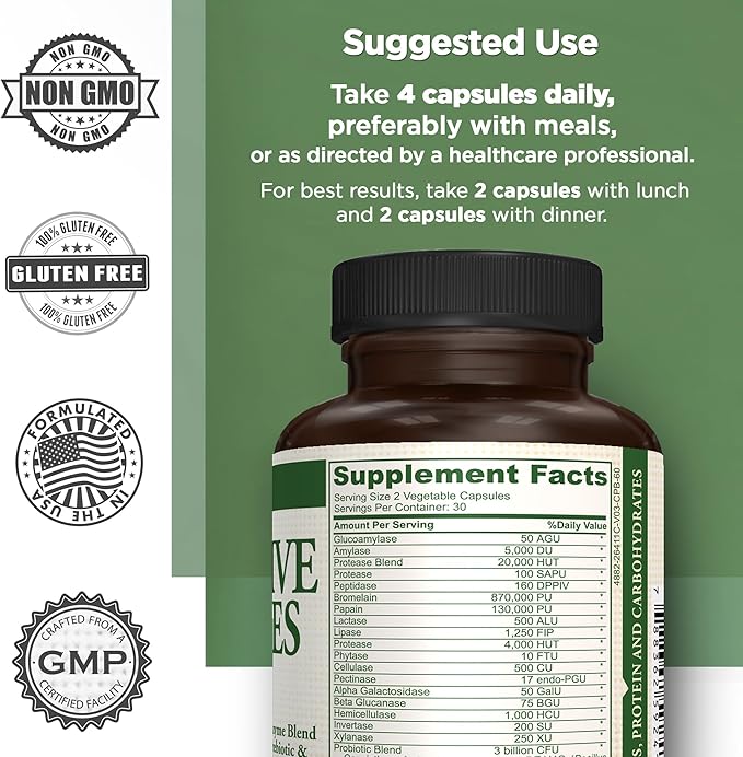Digestive Enzymes Plus Probiotics.18 broad spectrum 5 probiotic 60 Vegetarian