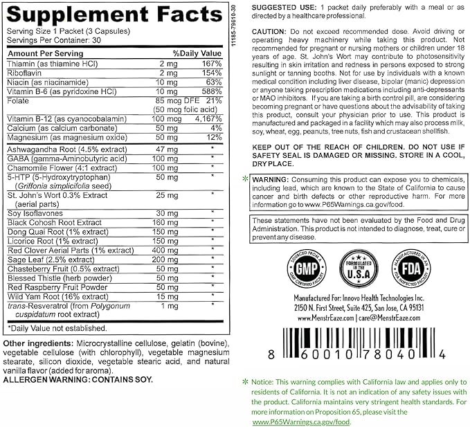 Mood Support & Hormone Balance &B6 Vitamins, 30 Serves