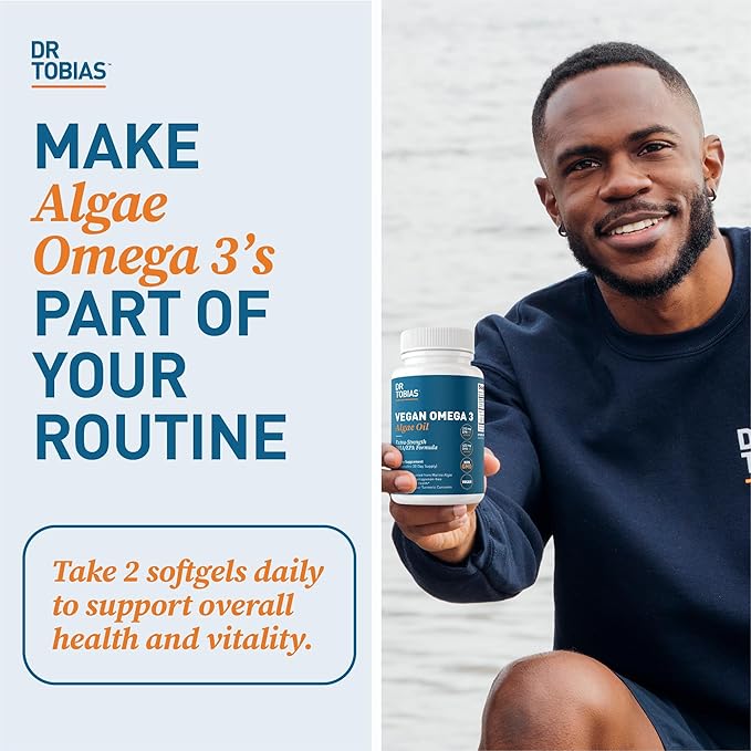 Dr. Tobias Vegan Omega 3 Supplement 1400mg Algae 420mg DHA, 210mg EPA 60 Capsules, 30 Servings
