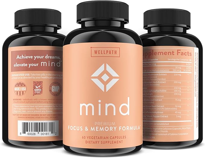 WellPath Mind Brain Supplement with Lion's Mane 60 Ct
