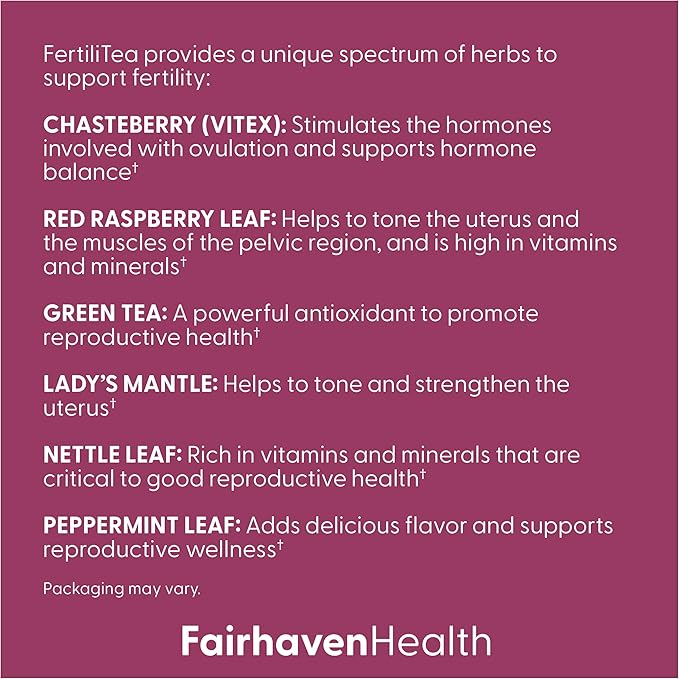 Fairhaven Health FertiliTea | Organic Fertility Tea for Women to Support Reproductive Health* | Prenatal Herbal Tea to Support Menstrual Cycle & Hormone Balance* | Contains Vitex | Mint | 60 Servings