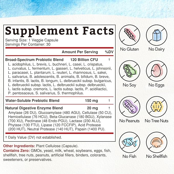 Bonawell Probiotics 120 Billion CFU 32 3-in-1 Daily 30 Veggie