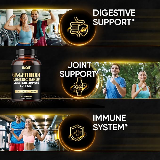 Ginger Supplements Capsules with Turmeric Curcumin, 210 Capsules 1000mg