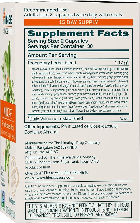 Himalaya MindCare, Nootropic Brain Supplement Booster 1170 mg, 60 Capsules