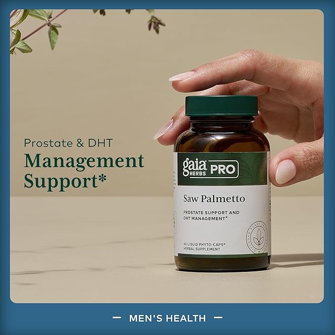 Gaia Herbs Pro Saw Palmetto Berry - Testosterone Booster for Men - with Saw Palmetto & Sunflower Seed Lecithin - 60 Vegan Liquid Phyto-Capsules (60 Servings)