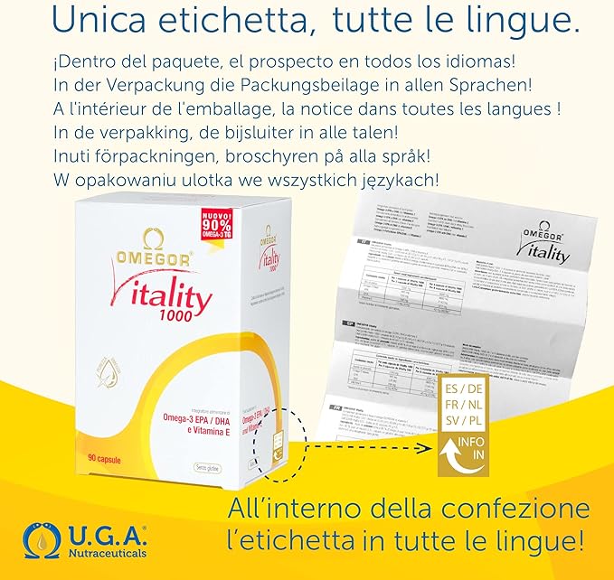 OMEGOR® Vitality 1000-90 Capsules Omega-3 with 800mg EPA/DHA Omega-3 IFOS 5-Star Certified 2006 | 90% Omega-3 Omega-3 in