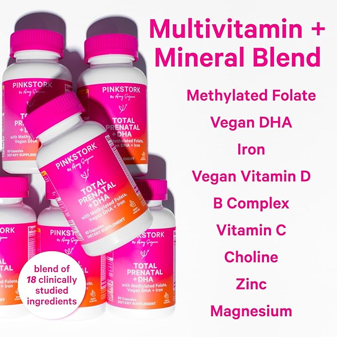 Pink Stork Total Prenatal Vitamins B12 - 60 Capsules, 1 Month