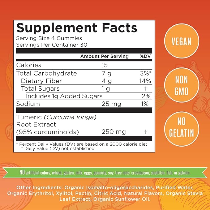 MaryRuth Organics Turmeric Gummies 250 mg 120 Count