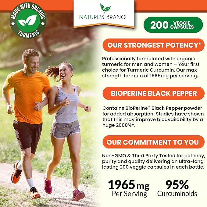 Turmeric Curcumin with Black Pepper BioPerine ๐ฎ๐ฌ๐ฌ ๐๐๐ฃ๐ฆ๐จ๐๐๐ฆ 1965mg Joint