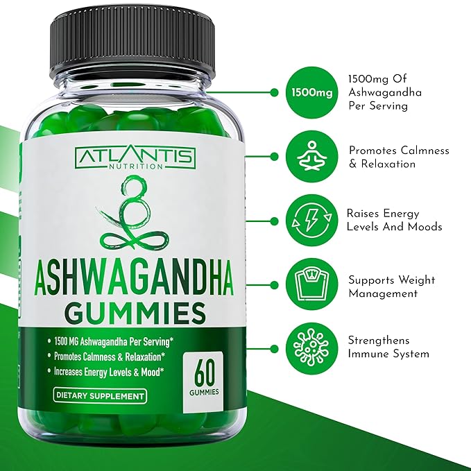 Ashwagandha Gummies - 1500MG Ashwagandha Per 60 Gummies