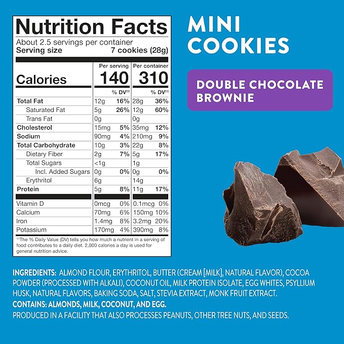 HighKey Low Carb Keto Brownie Bites - Keto Snack Low Carb Snack Sugar Free Chocolate Protein Cookies Sugar Free Snacks Gluten Free Snack Keto Friendly Food Healthy Snacks Keto Dessert Diet Snacks 3pk